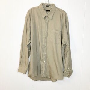 Joseph & Feiss Dress Shirt Size 17 34/35  Long Sleeve Button Down Light Brown